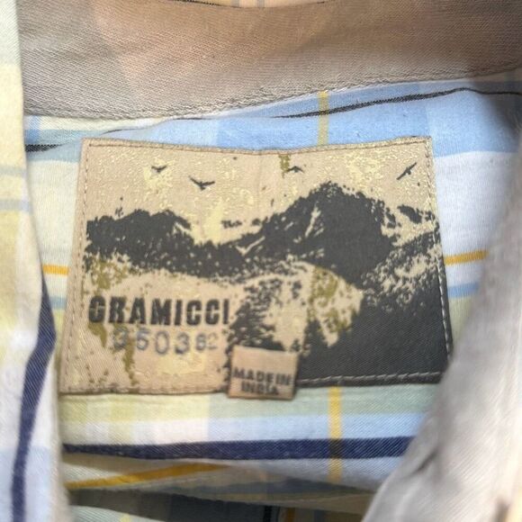 Gramicci Mens Blue White Plaid Button Down Short Sleeve Shirt Size XL - Picture 4 of 7